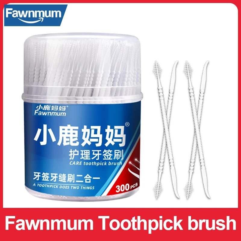 Fawnmum 300 шт./компл. Двухсторонняя щетка для ухода за полостью рта межзубная щетка для очистки полости рта зубы искусственные палочки пластико...