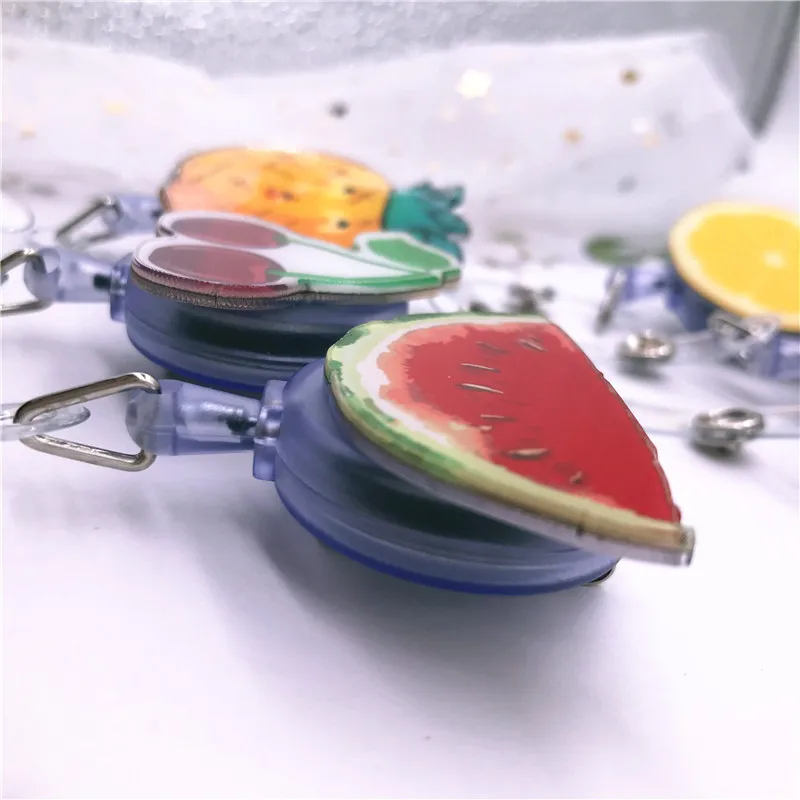 Colorful Cute fruit Retractable Pull Badge ID Lanyard Name Tag Card Holder Reels Key Ring Chain Clips student supplies | Канцтовары для