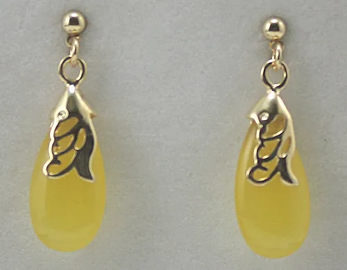 

Free Shipping ER000121 Elegant Natural jade Drop Earring