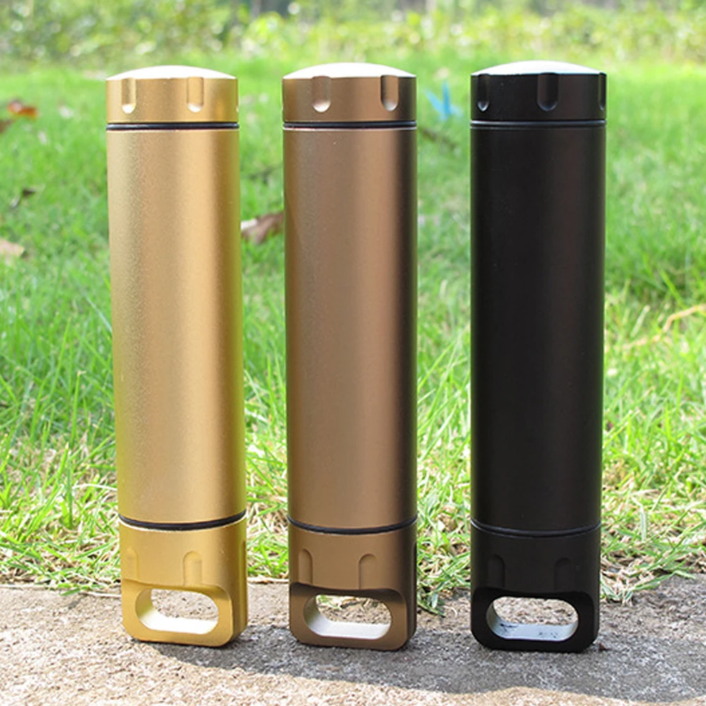 

Emergency Capsule Bottle Seal Capsule Bottle Outdoor Equipment Sealed Tank Aluminum Alloy Gold Waterproof Canister Container