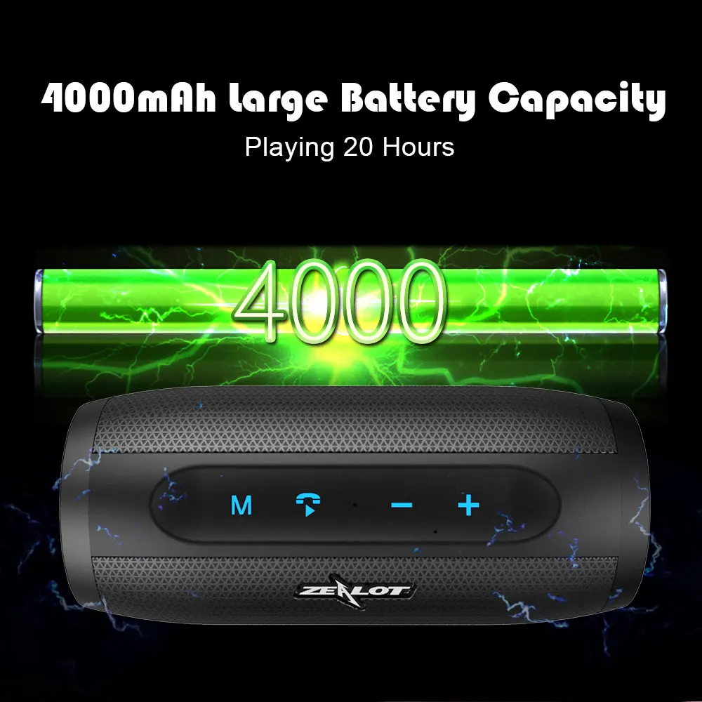 zealot s16 bluetooth speaker portable wireless speaker column bass subwoofer speaker with mic support twstf cardauxpower bank free global shipping