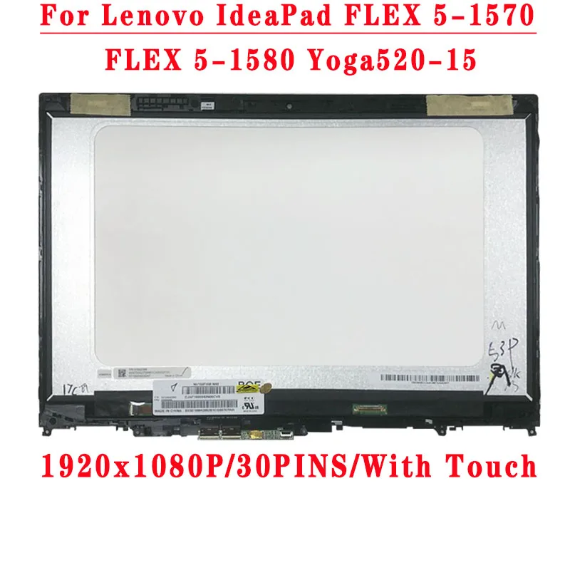 15 6 inch 1920x1080 ips lcd assembly for lenovo ideapad flex 5 1570 flex 5 1580 yoga520 15 laptop lcd screen assembly with touch free global shipping