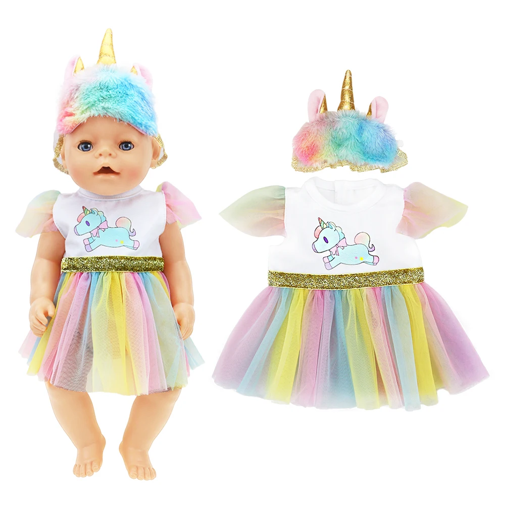 

Unicorn Dress fit 43cm Baby-born zapf Doll or Nenuco 42cm Doll Clothing Skirts, American-Girl 18 inch Dolls Clothes Accessories