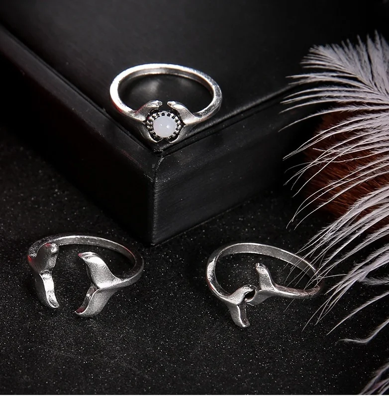 3 шт./компл. горячие наборы колец ювелирные изделия Винтаж кольцо набор КИТ хвост