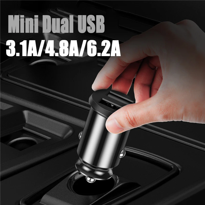 

Hidden USB Car Charger Super Mini 3.1 4.8A Car USB Charger Big Power 6.2A Auto Charging Adapter for iPhone Samsung Xiaomi Huawei