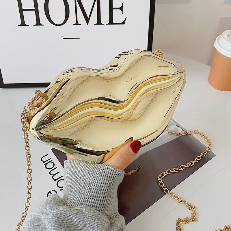 

Funny Bright Crossbody Bags for Women 2020 Fashion Luxury Shoulder Bag Leather Purse Chain Lip Styling Party Women's Small Bag