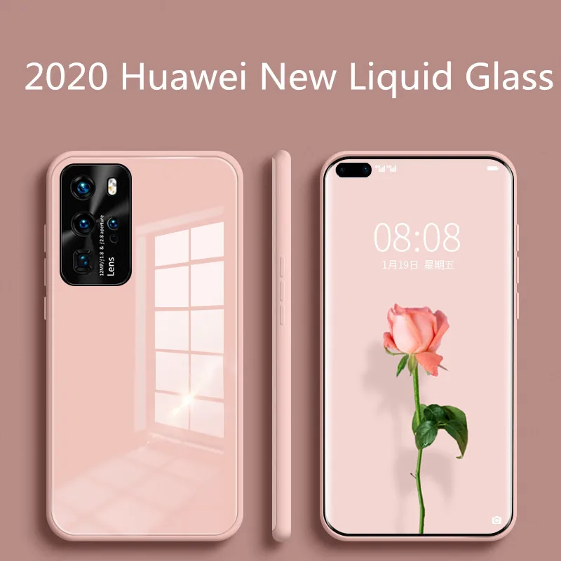 Чехол из жидкого стекла для телефона Huawei P40 P30 Pro Mate20 X чехол nova 3 4 5 мягкие Защитные