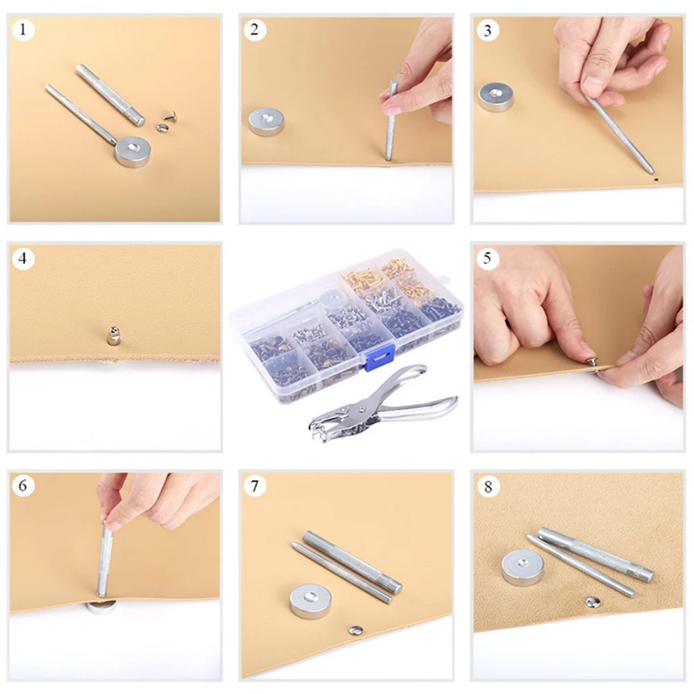 360 двуспальные комплекты Кепки заклепки трубчатые металлические штыри кожаные