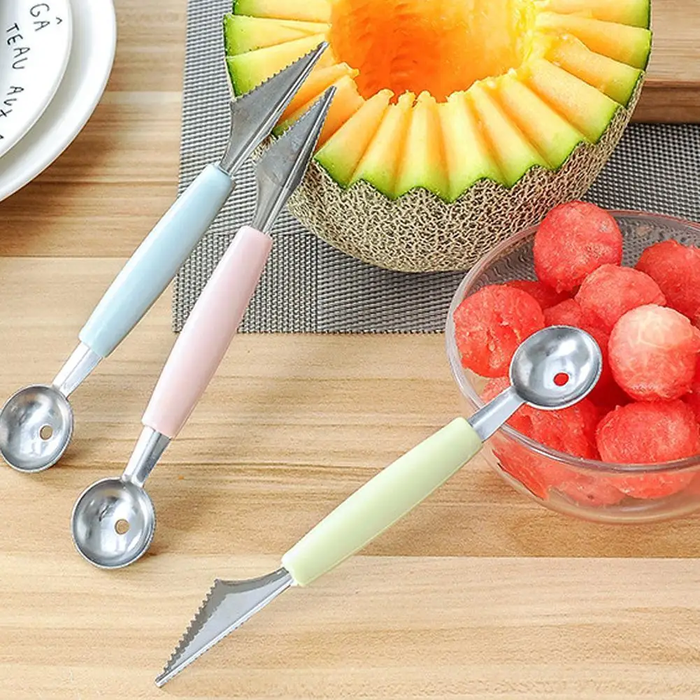 2 в 1 с двумя головками фрукты резьба Gadge Ножи Кухня Крем Ложка шарик поделки