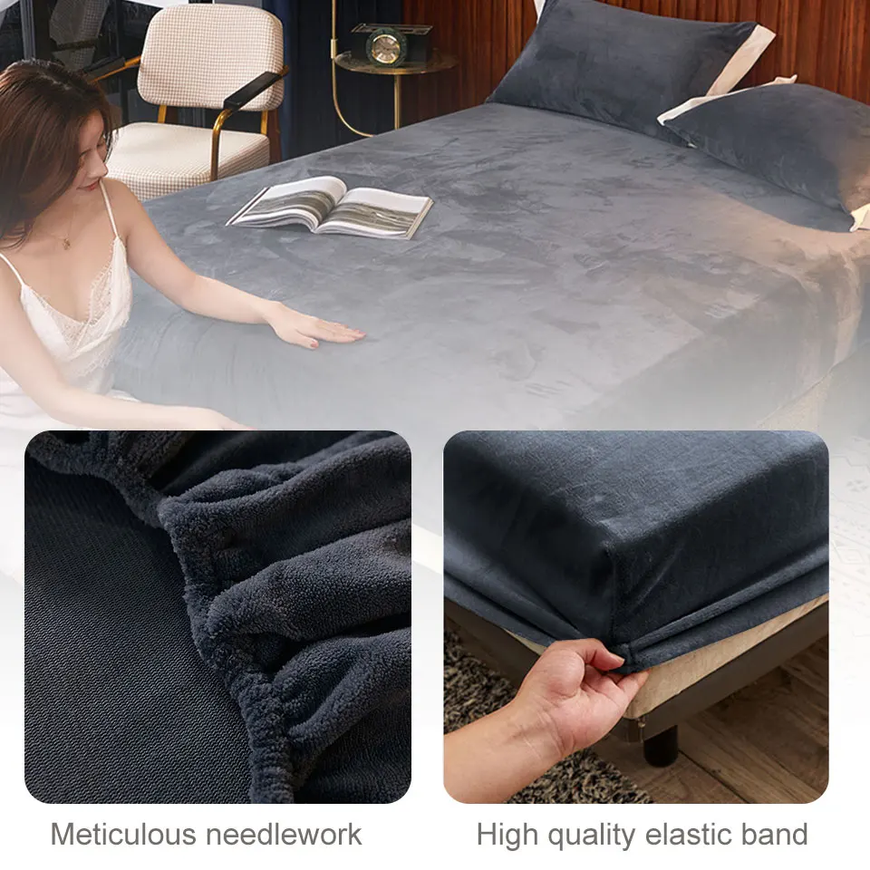 Супермягкая флисовая простыня теплая зимняя натяжная фланелевый защитный