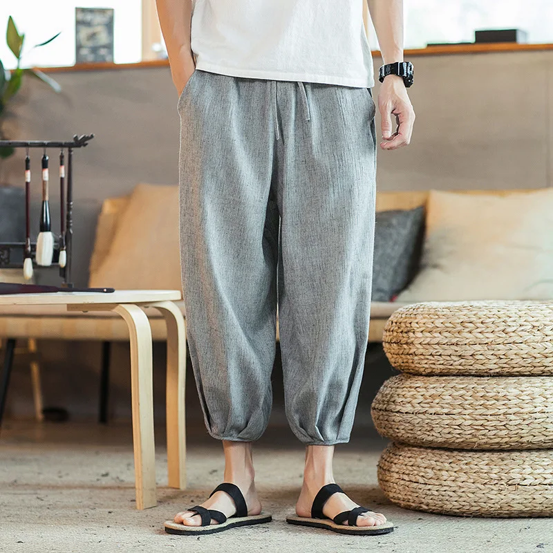 Мужские штаны в японском стиле костюм самурая винтажные мужские брюки