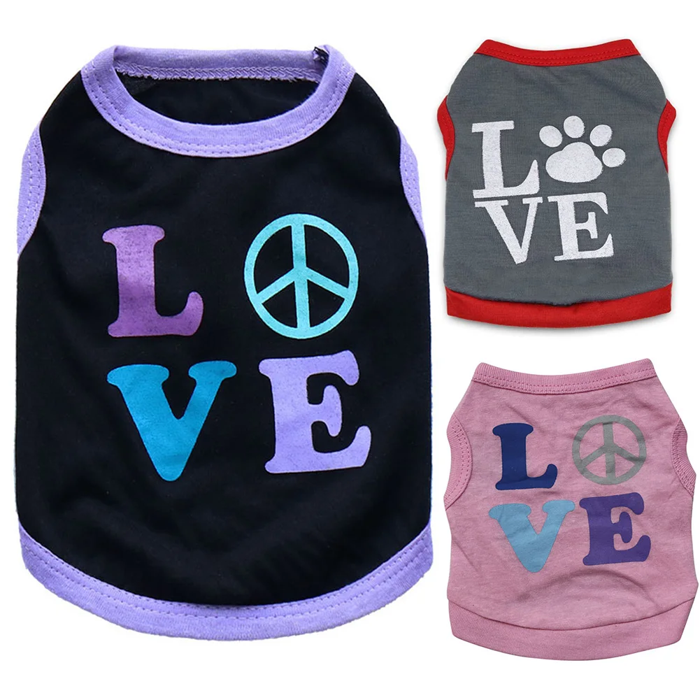 

Pet Clothing Summer Trend Cute Printing Letters LOVE Soft Breathable Vest T-shirt Short-sleeved Shirt Puppy Dog Clothes