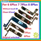 Полностью протестированная оригинальная материнская плата для iPhone 6 7 8 6PLUS 7 Plus 8 plus разблокированная материнская плата iCloud чистая логическая плата с чипами