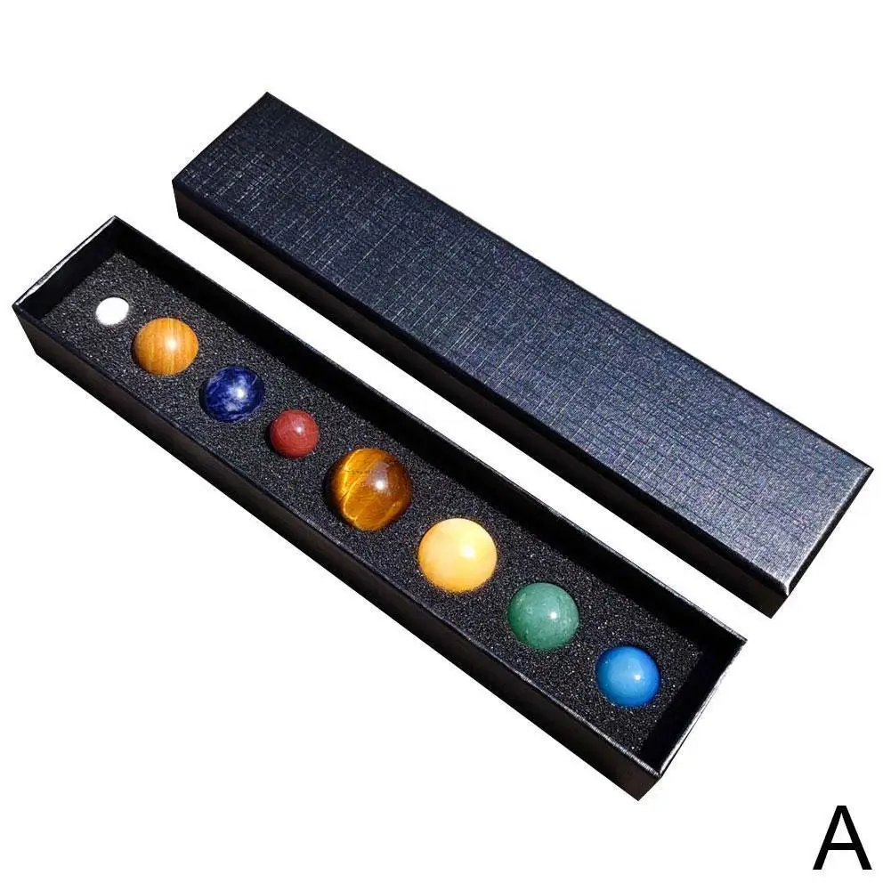 

8PCS Natural Stones 8 Planet Of The Solar System Universe Galaxy Crystal Ball Energy Healing Stone Home Ornaments New Year Gift