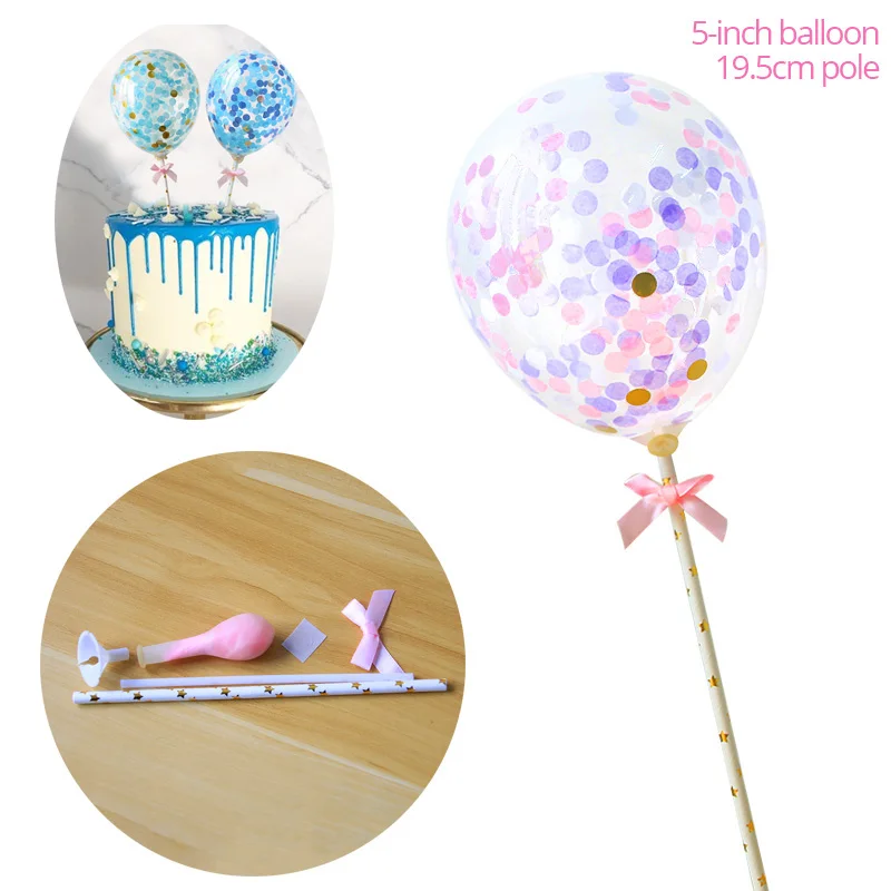 1pcs cake topper M Свадебные украшения Топпер для торта 5 дюймов воздушный шар "Конфетти" Топпер для кексов флаги для детей для вечеринки на день рождения - Цвет: 1pcs cake topper M