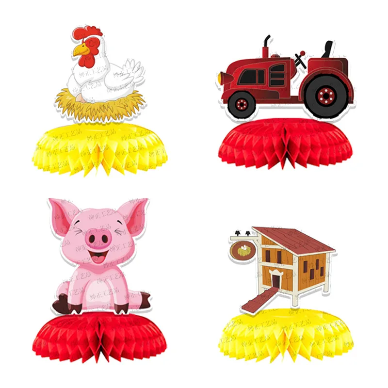 9 шт./лот ферма свинка корова трактор сотовый шар настольное украшение соты