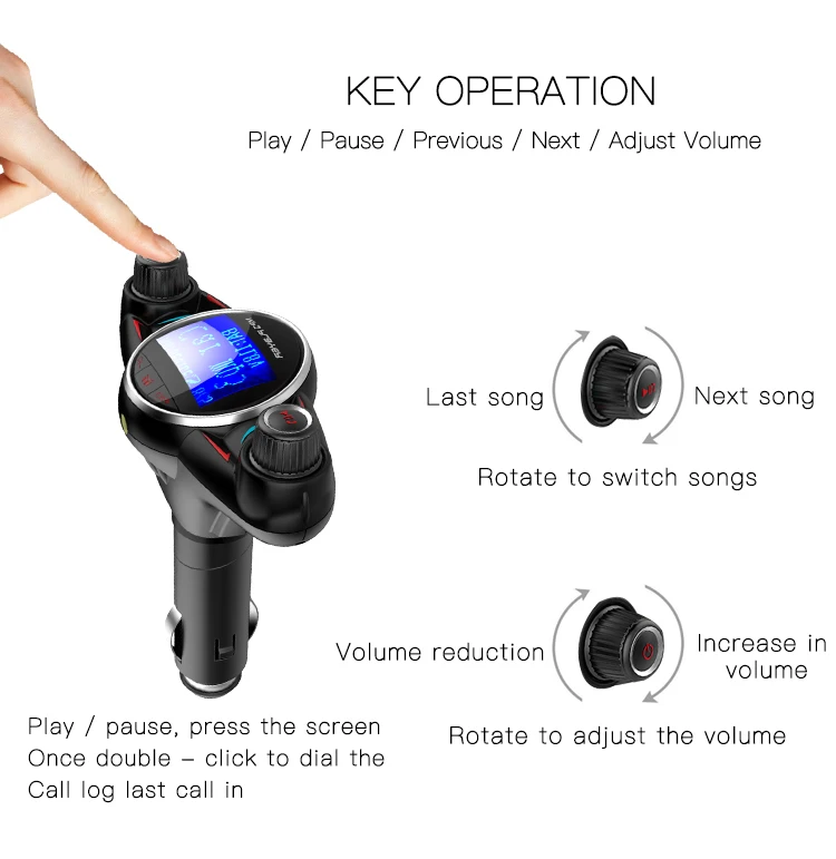 Автомобильный MP3-плеер Bluetooth 4,0 fm-передатчик аудио беспроводной автомобильный комплект поддержка 2.1A зарядка 2USB светодиодный дисплей AUX аудио вход выход