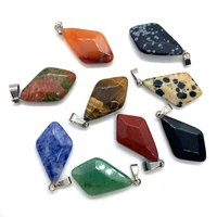 exquisite natural stone faceted quadrilateral pendant ladies jewelry couple diy handmade necklace pendant earring accessories