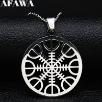 classic viking vegvisir compass chain necklace stainless steel nordic runes odin necklace pendant celts ethnic jewelry n3033s02