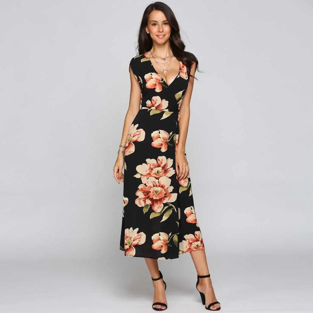 Женское повседневное Короткое приталенное платье средней длины с v-образным