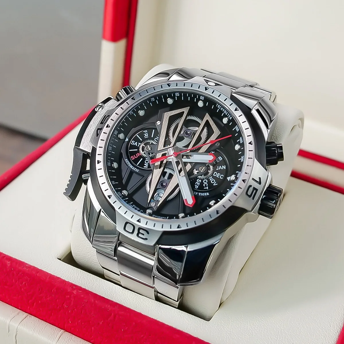 Фото Мужские часы Reef Tiger/RT Unique Transformers Dial, водонепроницаемые, 100 м, механические, из нержавеющей стали 316L, автоматические. №3