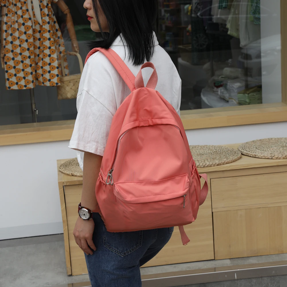 Large Capacity Rucksack For Teenager Girls Fashion Women Solid Color Nylon Backpack Preppy Style Students School Bags