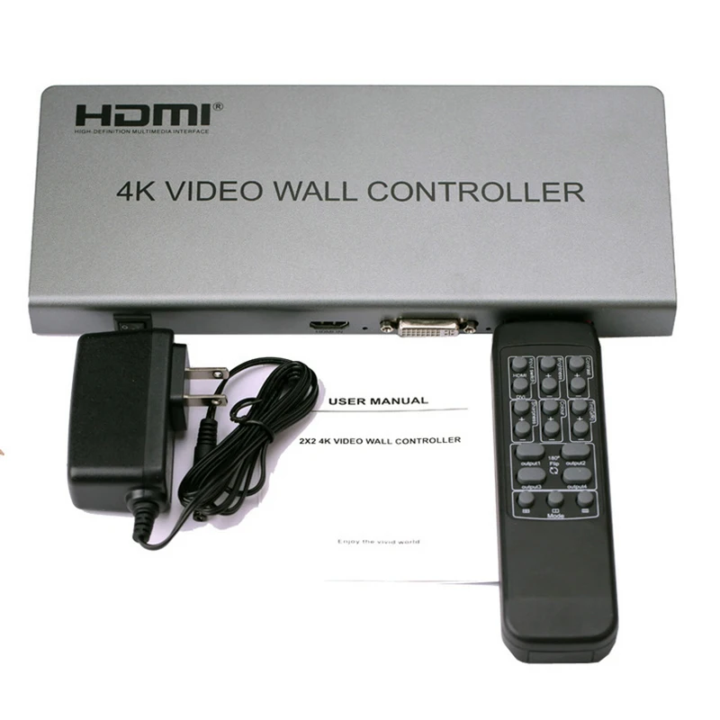 4K ТВ Настенный процессор 2x2 Контроллер видеостены DVI HDMI Многоэкранный для
