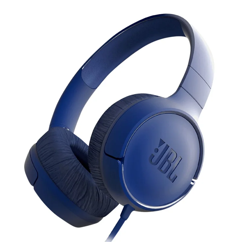 JBL T500 проводной чистый бас наушники спортивные игры тренажерный зал гарнитура складная 1-кнопочный пульт светильник с микрофоном для iPhone - Цвет: Синий