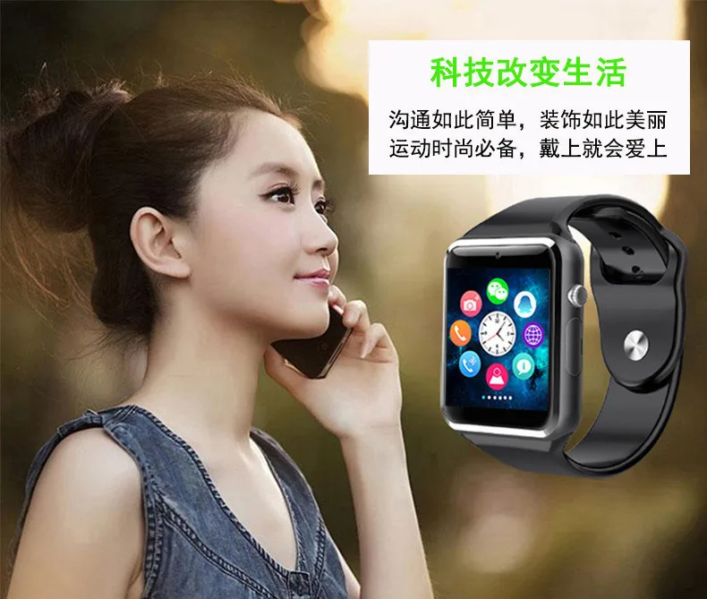 A1 наручные часы Bluetooth Смарт часы спортивные Шагомер с сим-камерой Smartwatch для Android PK IWO 8 DZ09 часы