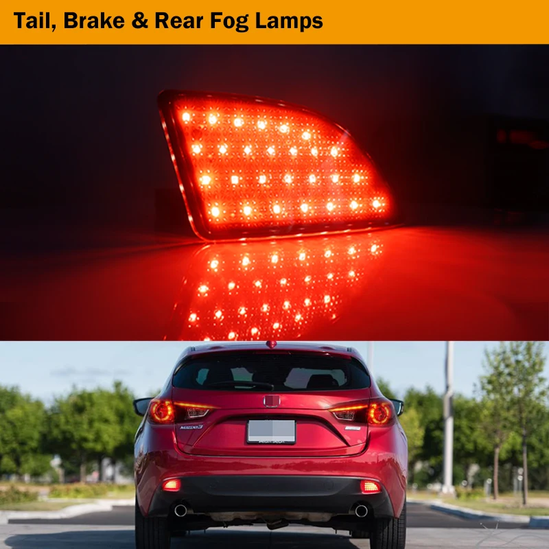 

iJDM Full LED Bumper Reflector Lights For 2013-2016 Mazda 3 Axela Hatchback, For Tail/Brake,Turn Signal Lights & Rear Fog Lamps