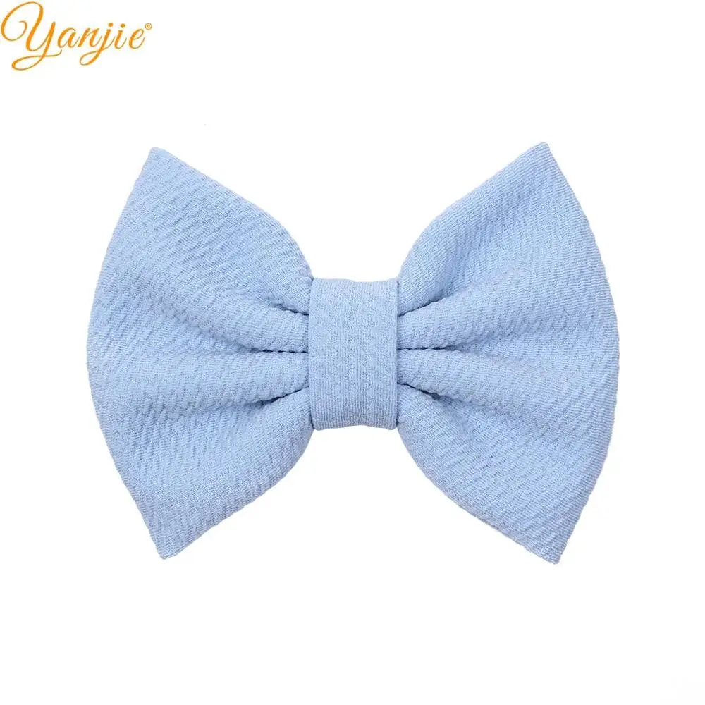 blue 10 шт./лот, 5 дюймов, однотонные бантики для волос для девочек, зимние вафельные заколки для волос, Женская повязка на голову, заколки, аксессуары для волос, женские головные уборы - Цвет: blue