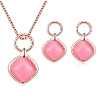 2021 new fashion crystal opal gold color choker women cute pendant necklace set girls collar collier jewelry pendants party