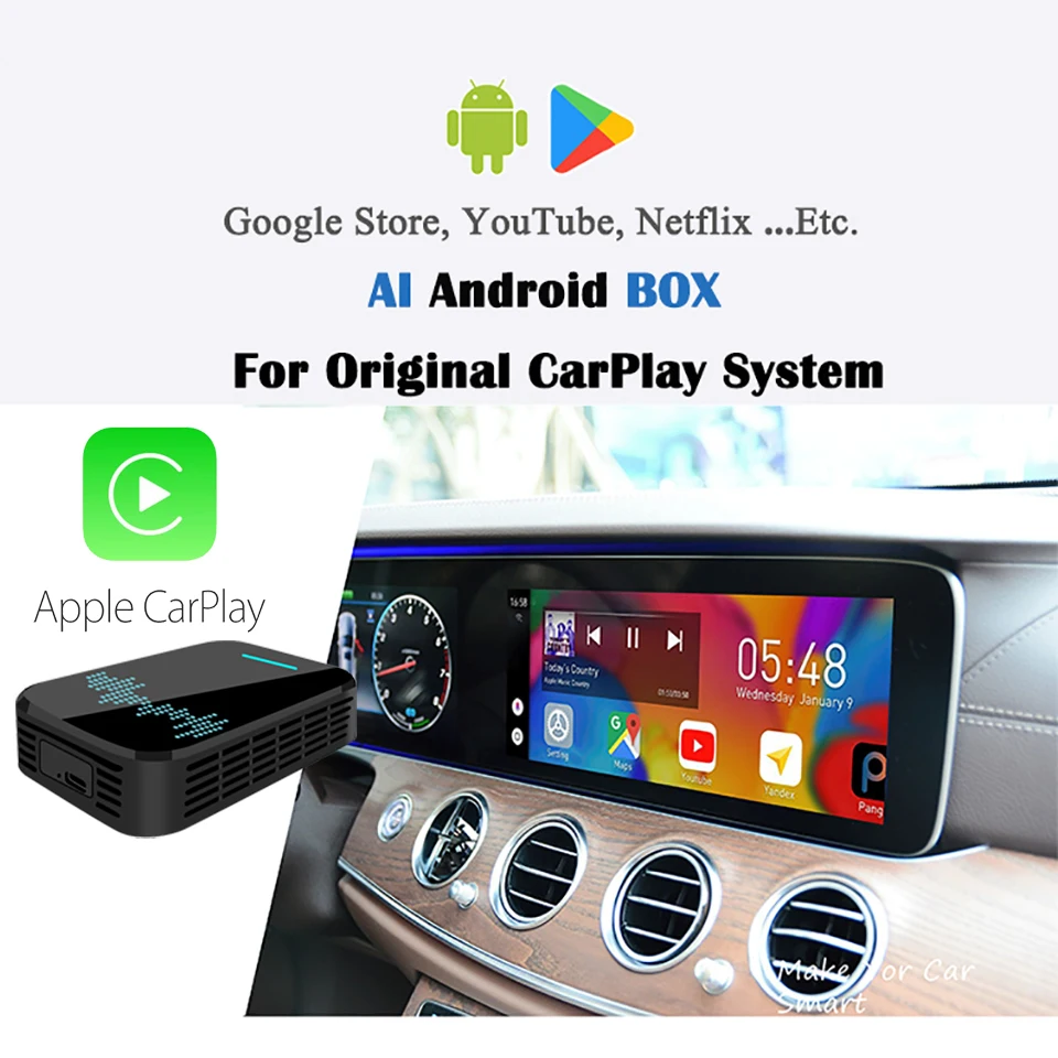 ТВ-приставка hiдемонстрационная CarPlay с ии USB-портом 4 + 32 ГБ Wi-Fi Bluetooth | Автомобили и