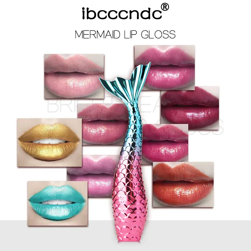 Мигающий блеск для губ Русалка глазурь оттенок долговечная жидкость губная