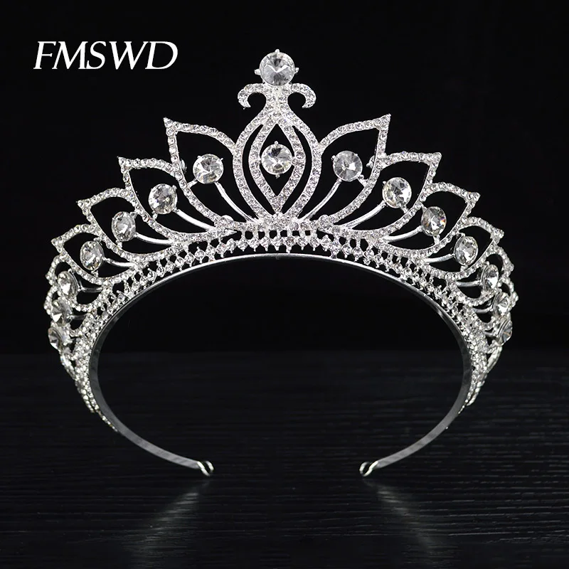 Барокко свадебные аксессуары для волос Серебряная корона девочек диадема