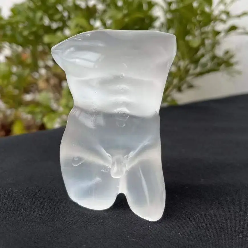 

75 мм натуральный белый камень паста Мужская скульптура тела, ручная полированная резная скульптура тела.