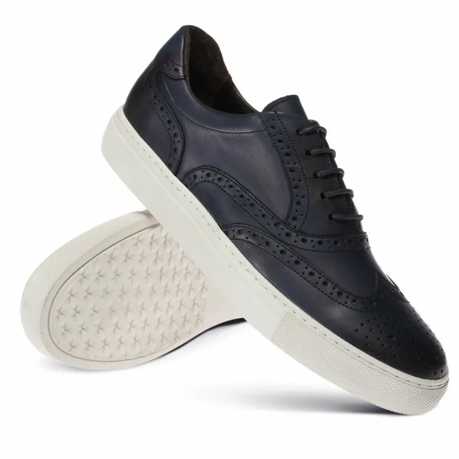 

Sneakers Men Deery, Genuine Leather Navy Blue Sneaker Men Shoes