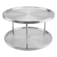 2 tier tabletop stand 360 degree rotating easy clean kitchen counter stainless steel universal turntable organizer lazy susan
