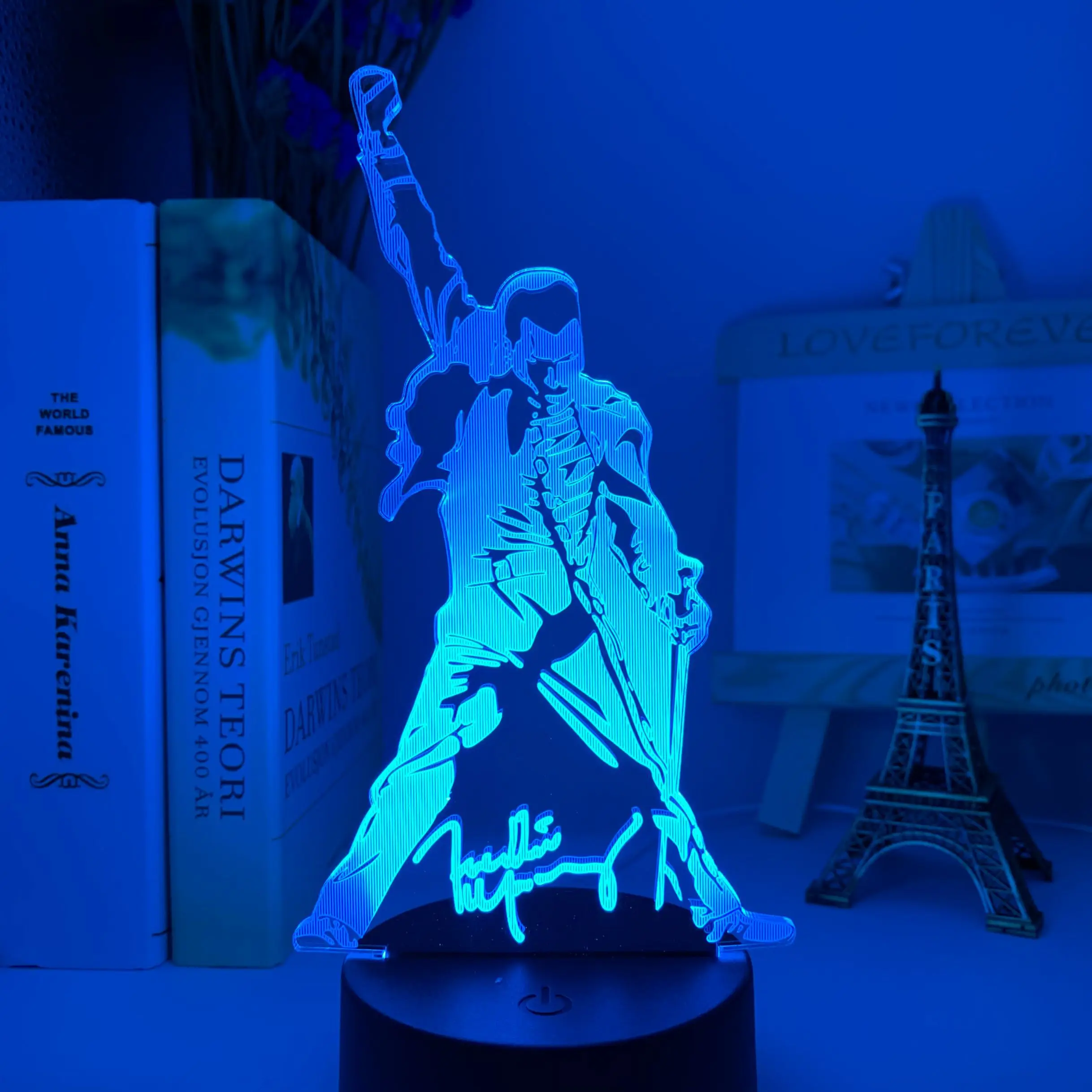3D Лампа Фредди Меркьюри Королевы Фигуры Светодиодный Ночной Свет Сенсорный Контакт Детский Ночник для Декора Офисной Комнаты Подарок.
