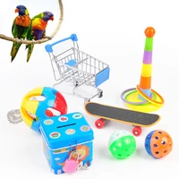 parrot combo toy bird toy set 7 piece puzzle skateboard cart bird toy combo set pet supplies