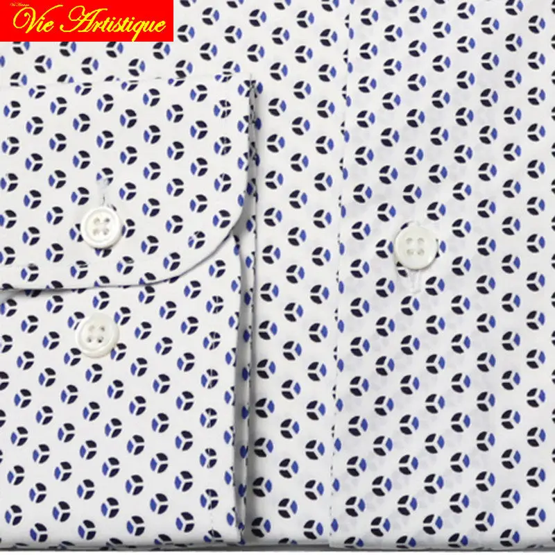 Рубашка мужская хлопковая с цветочным принтом деловая формальная Модная белая