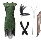 Женское платье с блестками и бусинами в стиле 1920-х годов с ростом, комплект аксессуаров для вечерние в стиле 1920-х Гэтсби