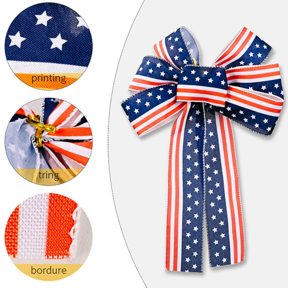 

1pc American National Day Bowknot Decor Festival Bowknot Ornament (Colorful)