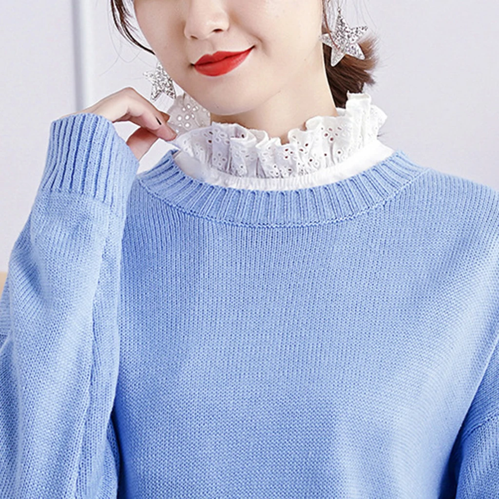 Однотонная женская блузка с цветочным принтом и оборками ложный воротник