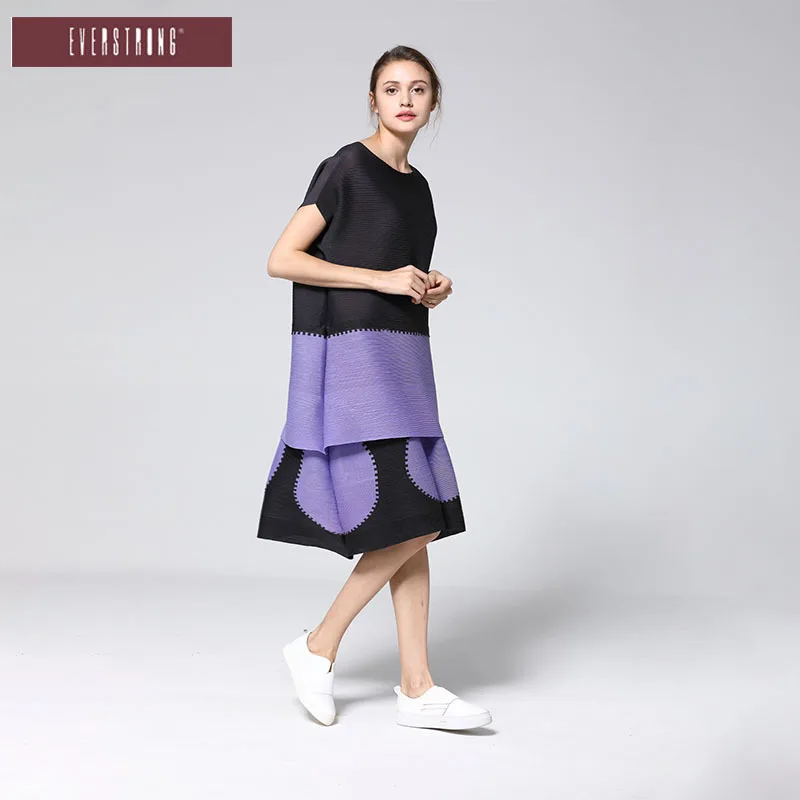 

2021 New Pleated Short Low Split Slim O Neck A-Line Casual Dresses for Women