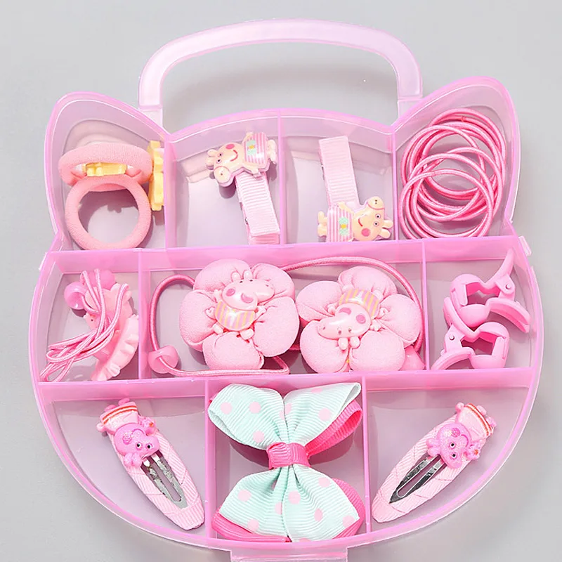 Pink pig 12-15 шт./кор. весь набор Минни Маус hello kitty заколки для волос Детские бантики для волос заколки для волос аксессуары - Цвет: Pink pig