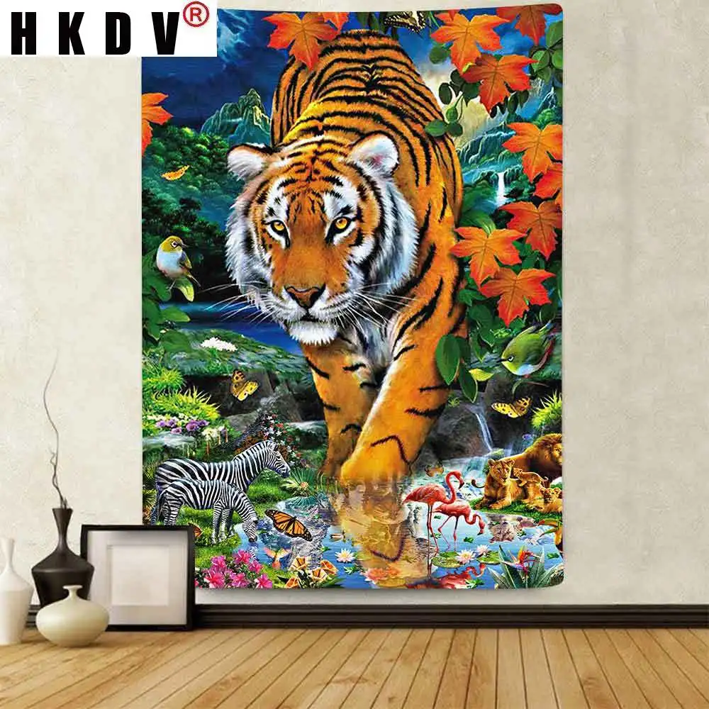 

LDSP King of The Forest гобелен с изображением тигра Forest Wild Animal Art, настенные подвесные гобелены для гостиной, домашнее одеяло, декор для спальни