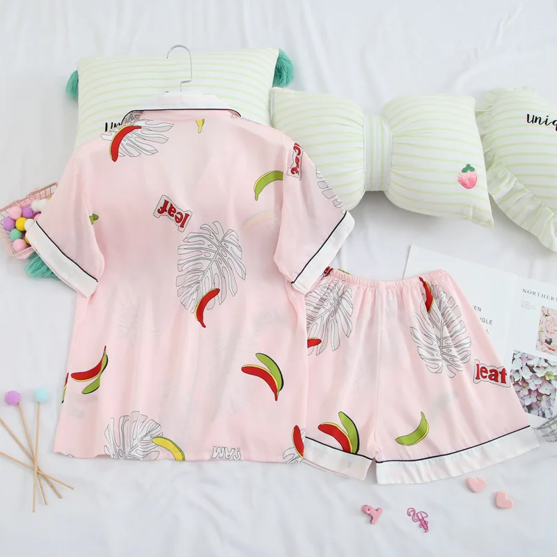 Женская летняя ночная рубашка с коротким рукавом шелковая пижама | одежда