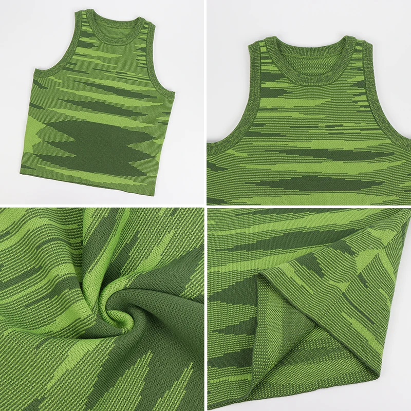 

Summer Knit Crop Top Women Sleeveless Y2K Tank Top Basic T Shirts Casual Bodycon Vest Green Streetwear Tank Top Vintage