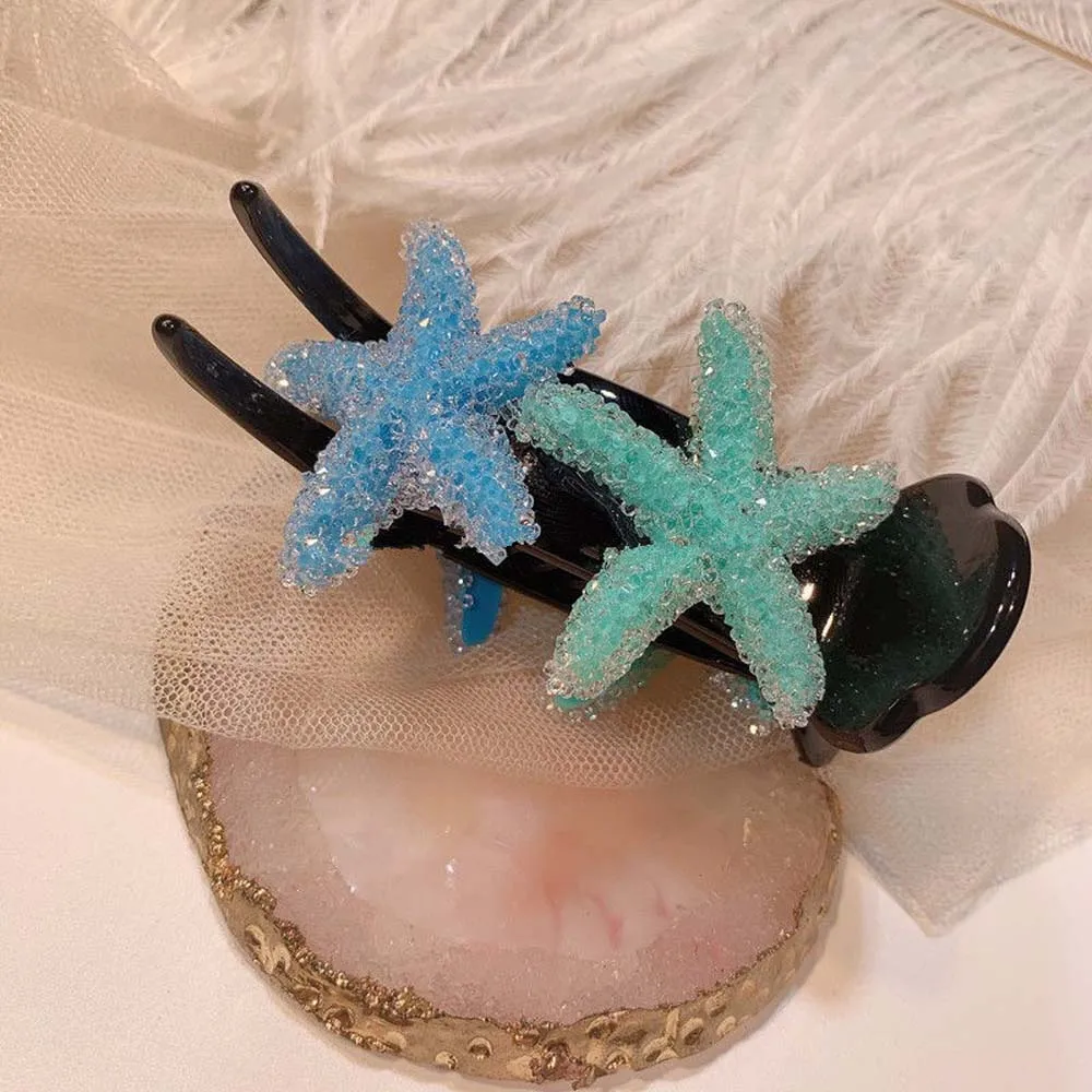 

Elegant Hairpins Crystal Starfish Crabs For Hair Big Hair Claw Clips Ponytail Holders Hair Accessories For Women